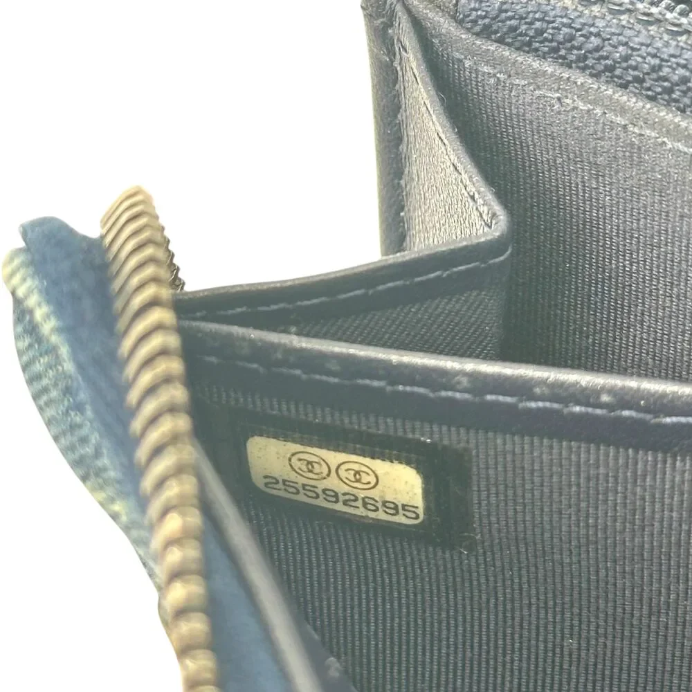 Chanel Blue Denim Matelasse Print Zip-Around Long Wallet - Picture 4 of 7